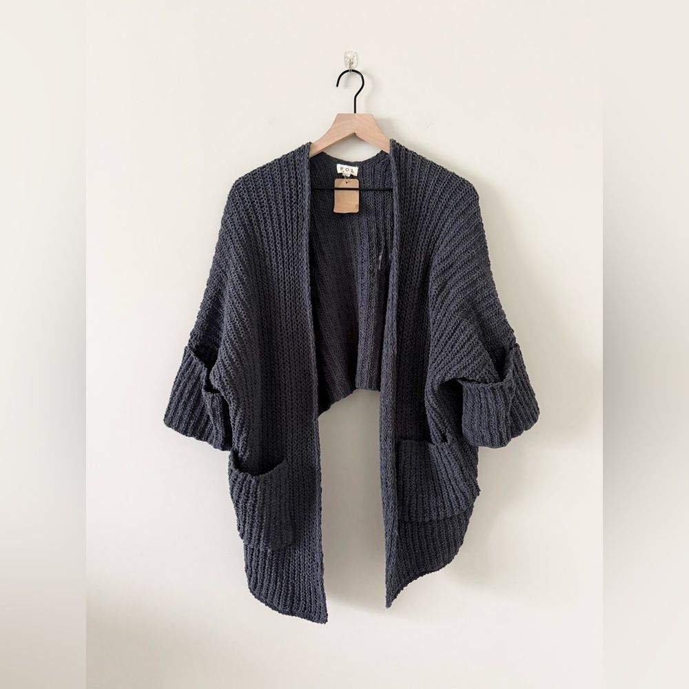 NWT POL Open-Front Oversized Cardigan in Dark Gray Size M